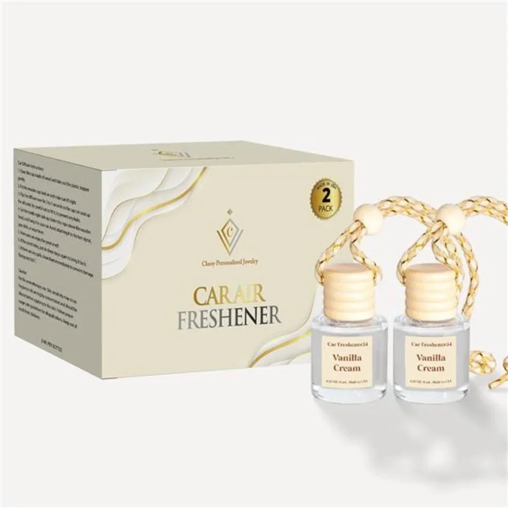 Car Air Freshener Hanging 2 Pack Vanilla Cream Air Freshener Diffuser for Cars,